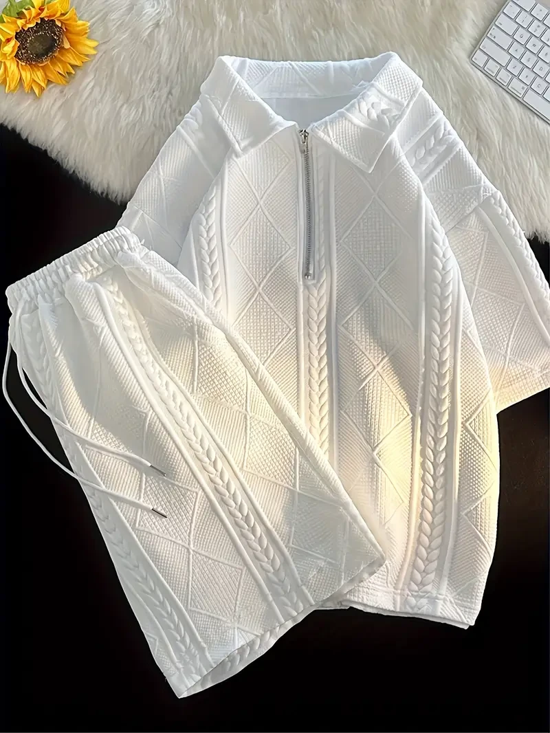 Ensemble Homme à Manches Courtes et Shorts Jacquard
